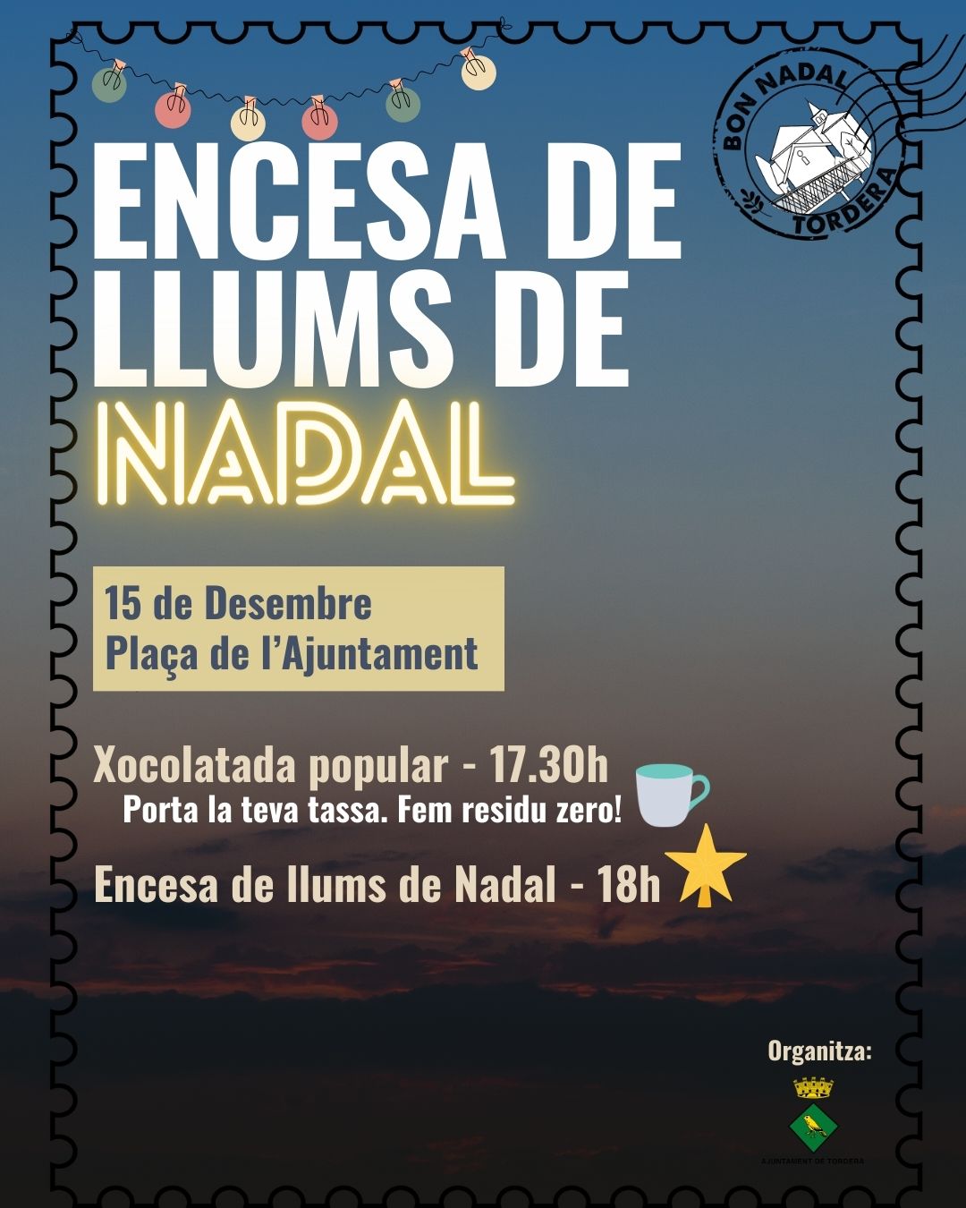 Aquest divendres 15 de desembre Tordera farà l'encesa de llums de Nadal de la plaça