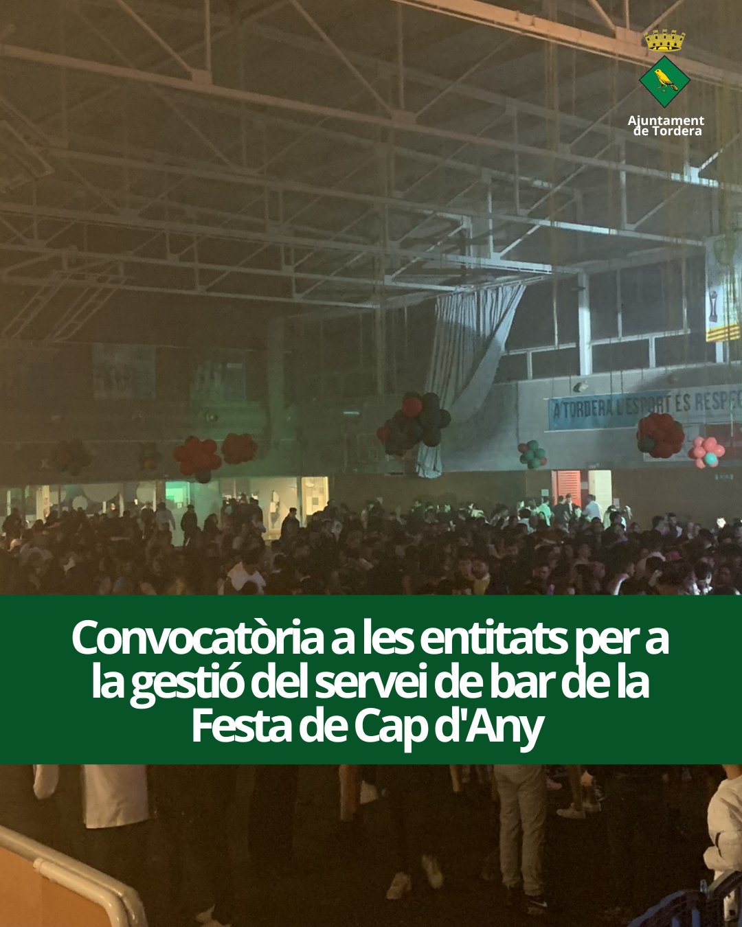 ATENCIÓ ENTITATS! Consulta la convocatòria per a la gestió del servei de bar de la Festa de Cap d'Any 2025
