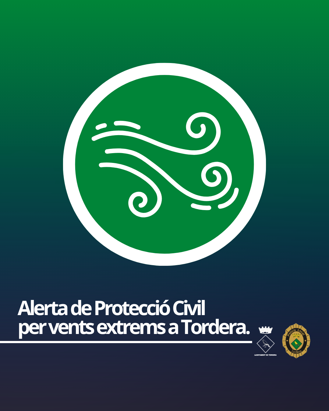 L'Ajuntament de Tordera activa el Pla Bàsic d'Emergències Municipals en fase d'alerta pel temporal de forts vents